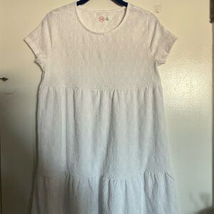 wonder nation White Eyelet Tiered Casual Dress